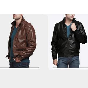 Veste d'hiver en cuir polaire pour hommes PU Faux Warm Suede Fashion Stand Collar Casual Solid Leather Jackets Coat Men - Product Image 2