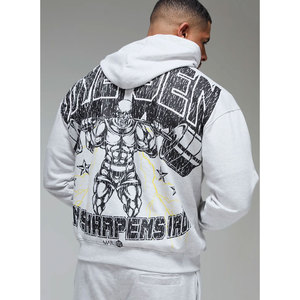 Jersey gráfico de dibujos animados sudaderas con capucha de manga larga ajuste suelto peso pesado 500 GSM sudaderas con capucha diseño de ropa de calle personalizada - Product Image 5