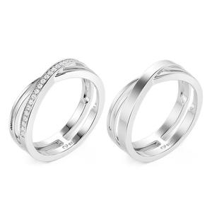 Ensemble de bagues torsadées croisées en argent sterling Jeulia pour couple, pour anniversaire - Product Image 1