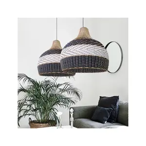 Paralume postmoderno in stile minimalista contemporaneo in Rattan con elementi antichi copertura artigianale della luce del pendente arredamento per la casa