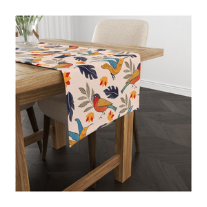 Refresh Your Home Look Using Leaves Beige 100% Cotton Embroidered Abstract <b>Table</b> <b>Runner</b> 120 GSM 72 Inch India Decor OEM DHL - Product Image 5