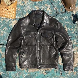 Veste en cuir véritable Veste en cuir de vachette pour homme Veste mi-longue à revers pour homme Veste coupe-vent coupe ajustée Double boutonnage - Product Image 1