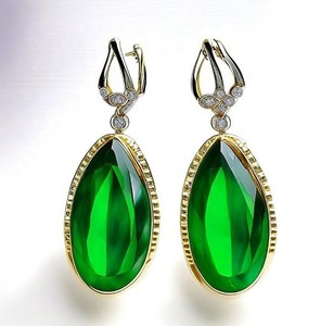 <b>Green</b> Hydro Pear with CZ Earrings 925 Sterling Silver 18K Gold Plated Drop Earrings for Women Wedding Fine Jewelry - Product Image 5