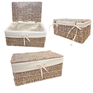 HOT SEARCH Panier rectangulaire en jonc de mer avec couvercle L'organisateur de cuisine ultime - Product Image 1