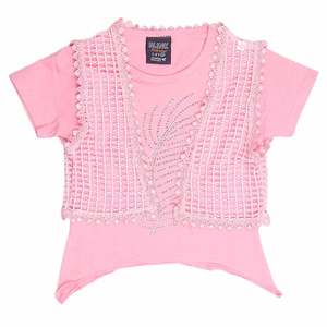 Camiseta elegante de media manga para niñas, 2 piezas - Rosa - Product Image 2
