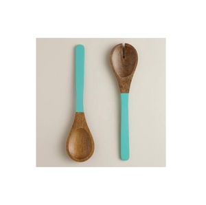 Meilleures ventes, couverts en bois naturel, ensemble de service pour salade, nouveautés, designs personnalisés, prix de gros, cuillère en bois avec manche en résine - Product Image 6