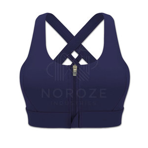 Soutien-gorge de sport respirant de haute qualité pour femme avec logo frontal, maintien élevé, coussinets amovibles, sans coutures, en Spandex/Nylon, pour fitness et entraînement - Product Image 1