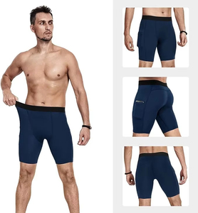 Mallas cortas para correr de alta calidad para hombre, pantalones cortos de secado rápido para gimnasio, Fitness, pantalones cortos para correr, venta al por mayor, pantalones cortos de compresión para hombre - Product Image 2