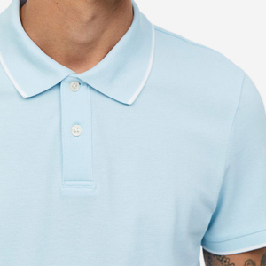 Diseño personalizado de manga corta Inglaterra para camisa para hombres 100% algodón bordado frente sólido Terry tela hecha PK transpirable - Product Image 5