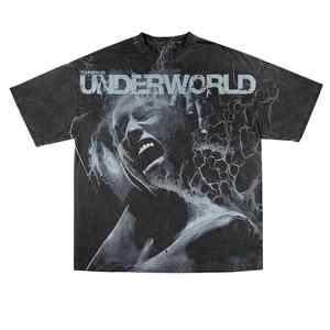 T-shirts courts en détresse à épaules tombantes de haute qualité T-shirt graphique en coton délavé à l'acide T-shirts surdimensionnés - Product Image 4