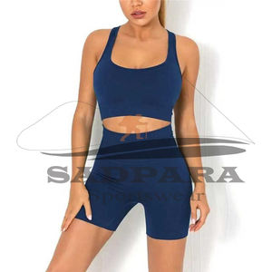 Ropa Deportiva para Mujer con Logotipo Personalizado, Conjunto de 2 Piezas de Algodón Transpirable, Shorts de Yoga Acanalados, Top Corto, Ropa Deportiva sin Costuras - Product Image 4