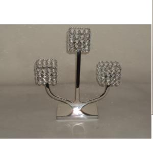 Porte-bougie en métal avec perles de cristal, finition brillante, design élégant, pour mariage, fête, hôtel, restaurant, décoration - Product Image 4