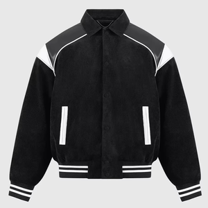 Venta al por mayor logotipo personalizado bordado chaqueta de béisbol deportes suelta BOXY VARSITY CHAQUETA para los hombres - Product Image 1
