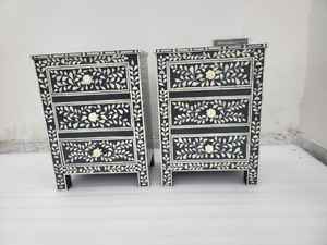 Artisanat en résine, incrustation d'os faite à la main, écologique, modèle peint à la main, ange, 2 tiroirs, table de chevet de style antique, artisanat - Product Image 4