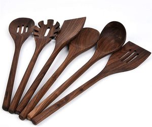Serveurs de salade en bois cuillère meilleure qualité fait à la main Design ensembles de vaisselle cuillères et fourchettes couverts adaptés aux enfants salade en bois - Product Image 5