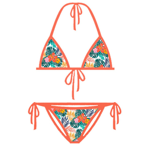 Conjunto de bikini de 2 piezas de color sólido de última moda, ropa de playa para nadar y bañarse de una pieza con sublimación de impresión digital de pantalla - Product Image 2