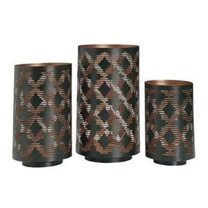 Porte-bougie en métal noir et or au design élégant et luxueux |   Jars à bougies décoratifs en dentelle pour la décoration de la maison, de l'hôtel et des restaurants - Product Image 1