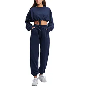Pullover Custom Logo Ladies Jogger 2 Piece Fitness Clothing Sweat Track Suits Jogging Sport suit Women's track suit sets