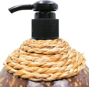 Dispensador de jabón de cáscara de coco, dispensador de botellas recargables para jabón líquido, champú, bomba de loción para baño, cocina, decoración de inodoro - Product Image 2