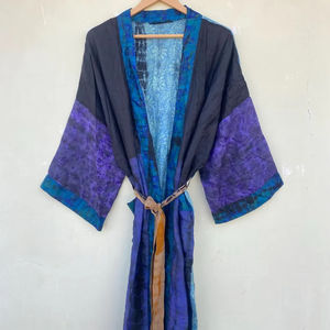Seda Tie Dye Kimono Ropa de mujer Robe Maxi Dress Lounge Wear Seda Kimono Robe - Product Image 1