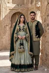 Robe afghane Kuchi vintage en édition limitée, manches longues, broderie artisanale, mousseline, styles personnalisés, design mixte, toutes saisons - Product Image 5