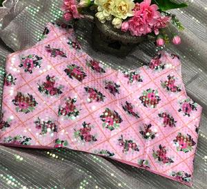 Trình tự lụa bóng nặng làm việc <span class=keywords><strong>Saree</strong></span> dân tộc truyền thống với giá cả tuyệt vời bao gồm áo georgette lạ mắt - Product Image 4