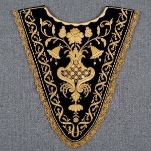 Handmade Gold Bullion Wire Embroidered Neck <b>Collar</b> Velvet Zardozi Patch for Ceremonial Vestments & Church Apparel - Product Image 6