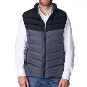 Unisex Color Block Quilted Vest Stand Collar Hooded Zipper Closure Waterproof Breathable Windproof Casual Winter <b>Jacket</b> Regular - Product Image 2