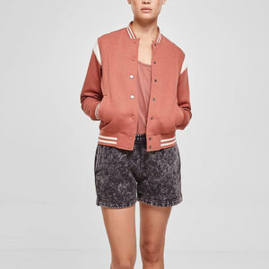 OEM personalizado de color sólido de manga larga Varsity chaqueta para las mujeres última llegada al por mayor llano en blanco Varsity bordado - Product Image 2