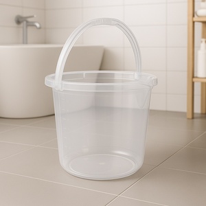 Cubo de Limpieza Redondo Transparente de Plástico Ecológico de 12L, Resistente, con Asa, para Uso Diario en el Hogar - Product Image 2