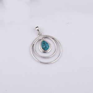 Colgante religioso de Plata de Ley 925 con piedras preciosas turquesas, abalorios de diamantes de estilo clásico, joyería impermeable para mujeres y niñas. - Product Image 1