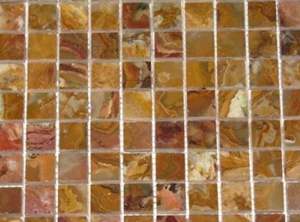 Tuile de mosaïque montée en maille polie multi d'onyx brun, collection de carreaux de mosaïque en marbre - Product Image 6
