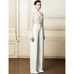 กางเกงขากว้างแฟชั่นหรูหราสำหรับผู้หญิงกางเกงแฟชั่นขากว้าง73% ขาตรงผ้าโพลีเอสเตอร์17% ใยสังเคราะห์10% ผ้าสแปนเด็กซ์ - Product Image 1