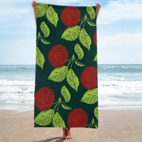 Trendy moderne donkergroene badhanddoek met fruitmotief van polyester - snel drogend, aanpasbaar zomerstrandaccessoire