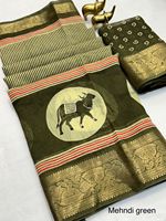Sari en coton doux Benny avec un magnifique motif Kalamkari sur toute la surface, artisanat traditionnel indien, léger et drapé
