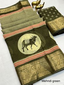 Magnifiques saris en coton Benny doux avec tout le design Kalmkari avec une bordure jequred - Product Image 3