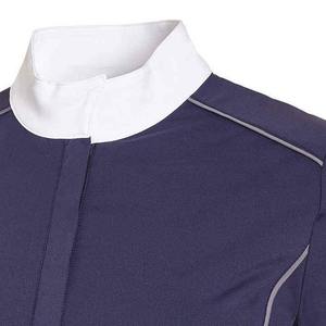 Camiseta de Equitación de Alta Calidad, Tejido Sólido, Secado Rápido, Media Cremallera, Panel de Malla, Manga Corta para Mujer, Otoño/Invierno - Product Image 6