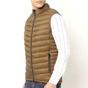 Nouvelle veste en cuir sans manches en tissu de toile personnalisable pour hommes, style décontracté et intelligent avec fermeture à glissière pour le printemps - Product Image 3