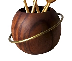 Offre Spéciale cuisine couverts organisateur en bois couverts panier étendoir porte-ustensile forme arrondie - Product Image 1