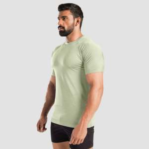 Legacy Basic Tee Green Cotton/<b>Bamboo</b> Knitted Fabric Lightweight Compressed Boxy Style for Exercise Silk <b>Screen</b> Printing Solid - Product Image 3