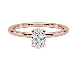 Bague de fiançailles en or véritable 18 carats pour femme ovale coupe VVS Halo Moissanite Solitaire Bague de mariage en diamant - Product Image 2