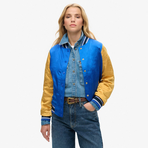 Custom Brand Women's Lightweight Slim Fit Waterproof Bamboo Fiber Varsity Jackets with <b>Covered</b> <b>Button</b> Closure Winter Ready - Product Image 4