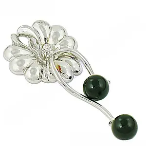 Broche en argent plaqué or pour femme avec onyx noir et pierres de diamant pour mariage, fiançailles ou fête, bijou en perles - Product Image 3