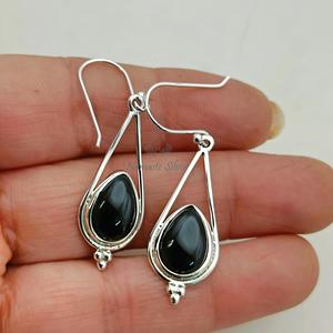 Pendientes de Ónix Negro en Forma de Lágrima, Plata de Ley 925, Joyería Hecha a Mano, Regalo de Piedra de Nacimiento de Julio - Product Image 5