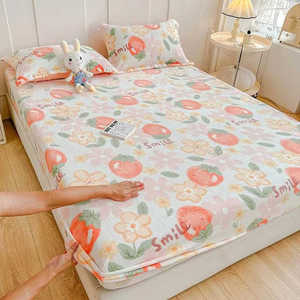 Cotton microfiber PC <b>Printed</b> <b>Fitted</b> <b>Sheet</b> Mattress set Cover Four Corners With Elastic Band Bed <b>Sheet</b> two pillowcases set - Product Image 6