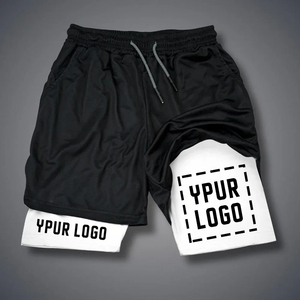 Shorts de compression personnalisés pour hommes, pantalons athlétiques de gymnastique avec votre logo, vêtements de sport de fitness, shorts de sport personnalisés à double couche à séchage rapide - Product Image 2
