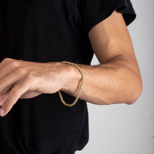 Men's Vintage Rope Chain Rolo Link <b>Bracelet</b> Chunky 18k Solid Gold Plated <b>Byzantine</b> <b>Bracelet</b> Fashion Jewelry - Product Image 4