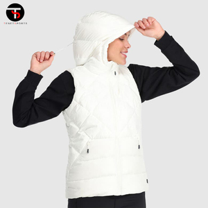 Vente en gros Gilet bouffant d'hiver décontracté pour hommes en coton respirant sans manches manteau extérieur avec logo personnalisé fermeture à glissière coupe-vent - Product Image 3