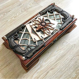 Backgammon bằng gỗ chạm khắc, Thiết kế thủ công chi tiết, trò chơi thanh lịch và cổ điển, một món quà sang trọng độc đáo, có sẵn tại bán buôn - Product Image 4