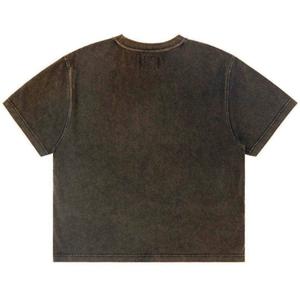 Camiseta de punto personalizada al por mayor, corte regular, unisex, estilo vintage, lisa, con lavado ácido. - Product Image 4